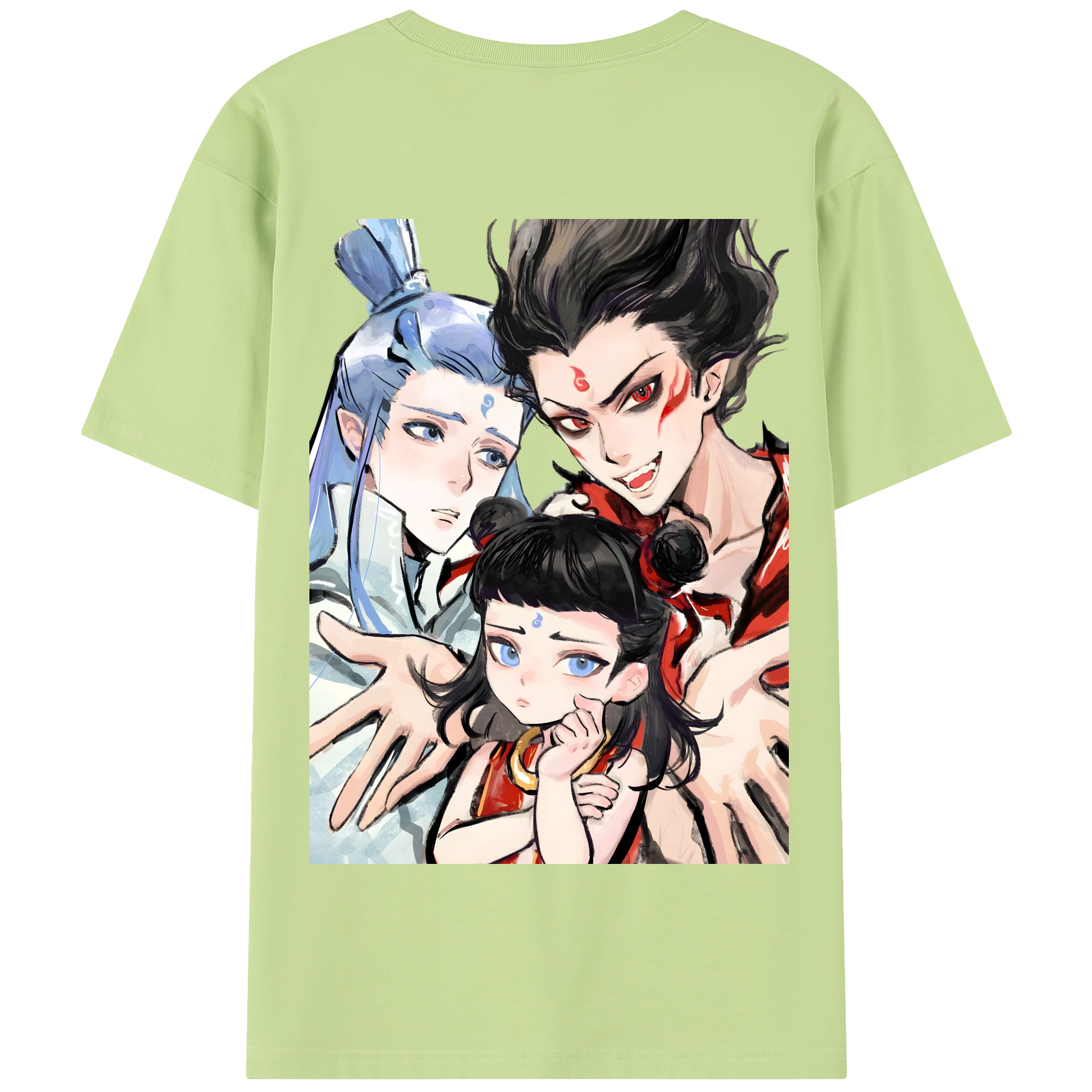 （画像用） Ne Zha 2 ナタ 魔童の大暴れ 綿100％半袖Tシャツ（背面プリント）